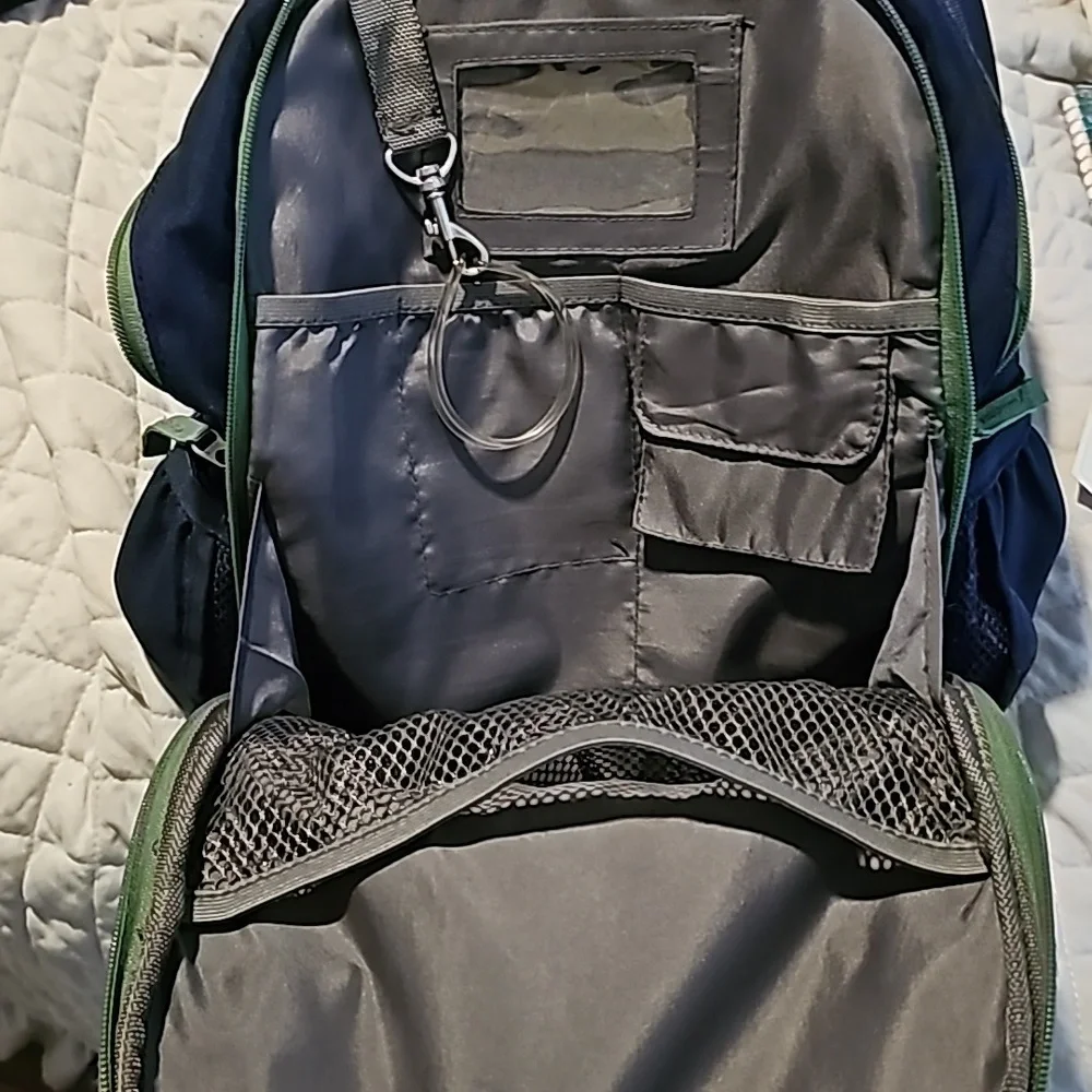 Navy blue green zipper pottery barn backpack Small Fairfax